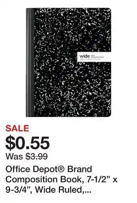 Office Depot Office Depot Brand Composition Book, 7-1/2 x 9-3/4, Wide Ruled, 100 Sheets, Black/White offer