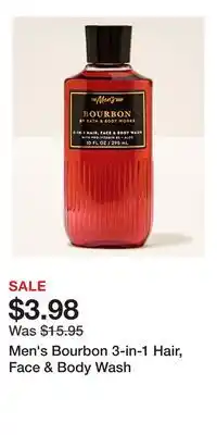Bath & Body Works Men's Bourbon 3-in-1 Hair, Face & Body Wash offer