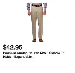 Belk Premium Stretch No Iron Khaki Classic Fit Hidden Expandable Waistband Flat Front Pants offer