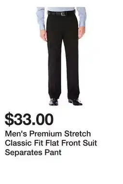 Belk Men's Premium Stretch Classic Fit Flat Front Suit Separates Pant offer