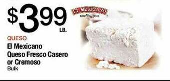 Jons International El Mexicano Queso Fresco Casero Or Cremoso offer