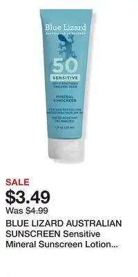 Ulta Beauty BLUE LIZARD AUSTRALIAN SUNSCREEN Sensitive Mineral Sunscreen Lotion SPF 50+ offer