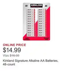Costco Kirkland Signature Alkaline AA Batteries, 48-count offer