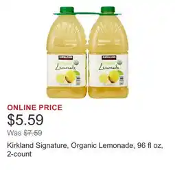 Costco Kirkland Signature, Organic Lemonade, 96 fl oz, 2-count offer