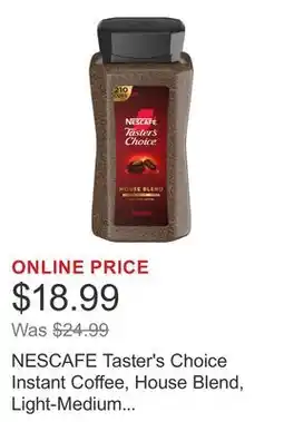 Costco NESCAFE Taster's Choice Instant Coffee, House Blend, Light-Medium Roast,14 oz offer