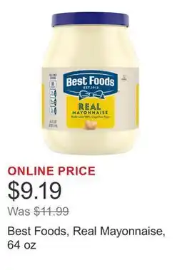 Costco Best Foods, Real Mayonnaise, 64 oz offer