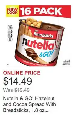 Costco Nutella & GO! Hazelnut and Cocoa Spread With Breadsticks, 1.8 oz offer