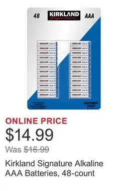 Costco Kirkland Signature Alkaline AAA Batteries, 48-count offer