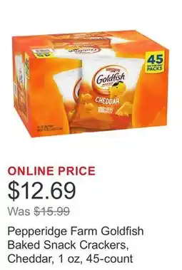 Costco Pepperidge Farm Goldfish Baked Snack Crackers, Cheddar, 1 oz, 45-count offer