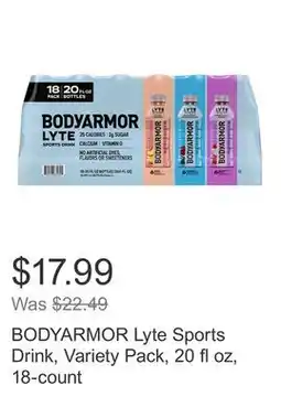 Costco BODYARMOR Lyte Sports Drink, Variety Pack, 20 fl oz, 18-count offer