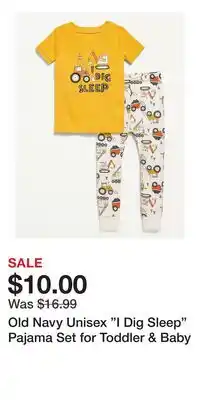 Old Navy Old Navy Unisex I Dig Sleep Pajama Set for Toddler & Baby offer