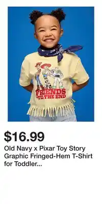 Old Navy Old Navy x Pixar Toy Story Graphic Fringed-Hem T-Shirt for Toddler Girls offer