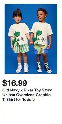 Old Navy Old Navy x Pixar Toy Story Unisex Oversized Graphic T-Shirt for Toddle offer