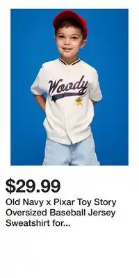 Old Navy Old Navy x Pixar Toy Story Oversized Baseball Jersey Sweatshirt for Toddler Boys offer
