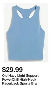 Old Navy Old Navy Light Support PowerChill High-Neck Racerback Sports Bra offer