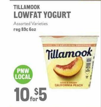 New Seasons Market Tillamook Lowfat Yogurt offer