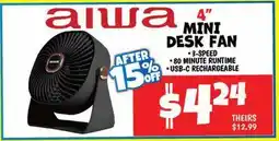 Ollie's AIWA 4 MINI DESK FAN offer