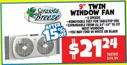 Ollie's Sarasota Breeze 9 TWIN WINDOW FAN offer