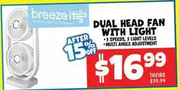 Ollie's DUAL HEAD FAN WITH LIGHT offer