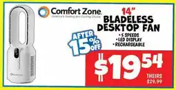 Ollie's COMFORT ZONE 14 BLADELESS DESKTOP FAN offer
