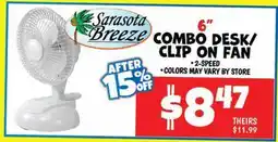 Ollie's Sarasota Breeze 6 COMBO DESK/CLIP ON FAN offer