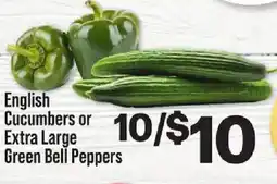 IGA English Cucumbers or Extra Large Green Bell Peppers offer