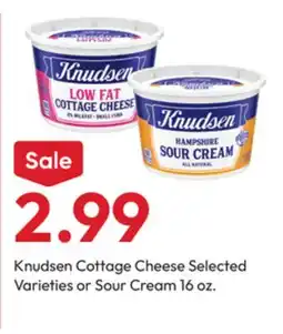 Stater Bros Knudsen Cottage Cheese Selected Varieties or Sour Cream offer