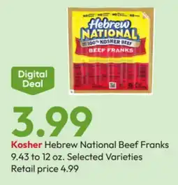 Stater Bros Hebrew National Beef Franks offer