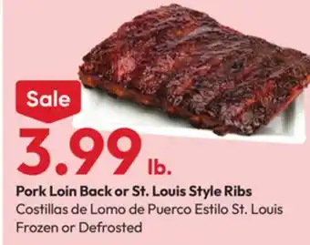 Stater Bros Pork Loin Back or St. Louis Style Ribs offer