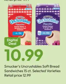 Stater Bros Smucker's Uncrustables Soft Bread Sandwiches offer