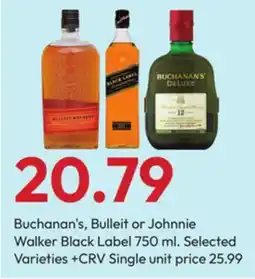 Stater Bros Buchanan's, Bulleit or Johnnie Walker Black Label offer