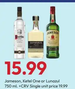 Stater Bros Jameson, Ketel One or Lunazul offer