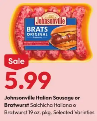 Stater Bros Johnsonville Italian Sausage or Bratwurst offer