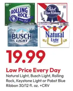 Stater Bros Natural Light, Busch Light, Rolling Rock, Keystone Light or Pabst Blue Ribbon offer