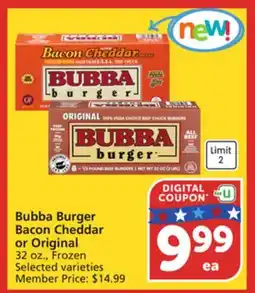 Vons Bubba Burger Bacon Cheddar or Original offer