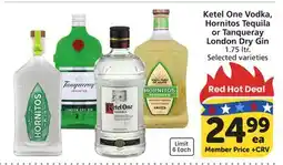 Vons Ketel One Vodka, Hornitos Tequila or Tanqueray London Dry Gin offer