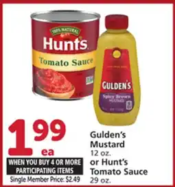 Vons Gulden's Mustard 12 oz. or Hunt's Tomato Sauce 29 oz offer