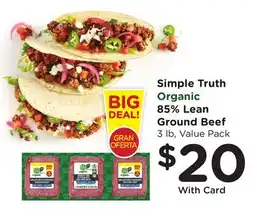 Ralphs Simple Truth Organic 85% Lean Ground Beef offer