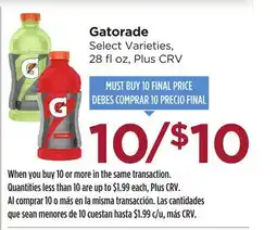 Food 4 Less Gatorade offer