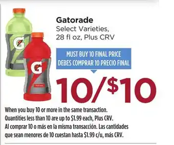 Food 4 Less Gatorade offer