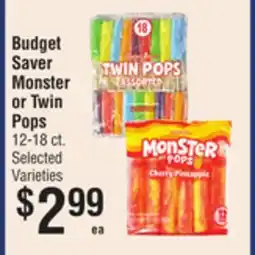 Smart & Final Budget Saver Monster or Twin Pops offer