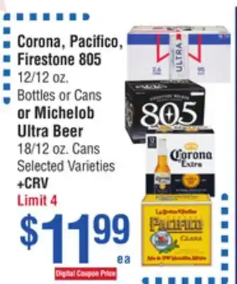 Smart & Final Corona, Pacifico, Firestone 805 or Michelob Ultra Beer offer