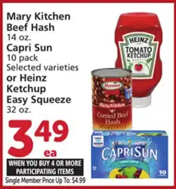 Albertsons Mary Kitchen Beef Hash 14 oz. Capri Sun 10 pack or Heinz Ketchup Easy Squeeze 32 oz offer