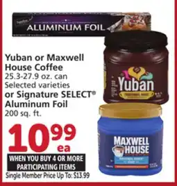 Albertsons Yuban or Maxwell House Coffee or Signature SELECT Aluminum Foil offer