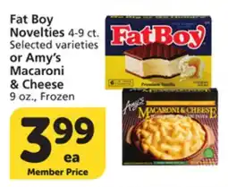 Albertsons Fat Boy Novelties 4-9 ct. Selected varieties or Amy's Macaroni & Cheese 9 oz offer