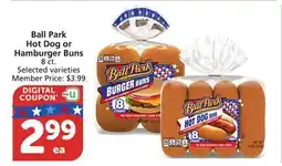Albertsons Ball Park Hot Dog or Hamburger Buns offer