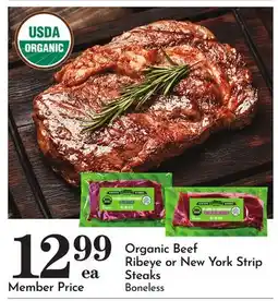 Pavilions Organic Beef Ribeye or New York Strip Steaks offer