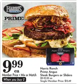 Pavilions Harris Ranch Prime Angus Steak Burgers or Sliders offer
