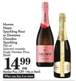 Pavilions Mumm Napa Sparkling Rosé or Domaine Chandon Sparkling offer