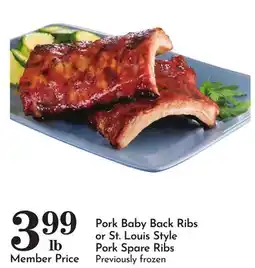 Pavilions Pork Baby Back Ribs or St. Louis Style Pork Spare Ribs offer